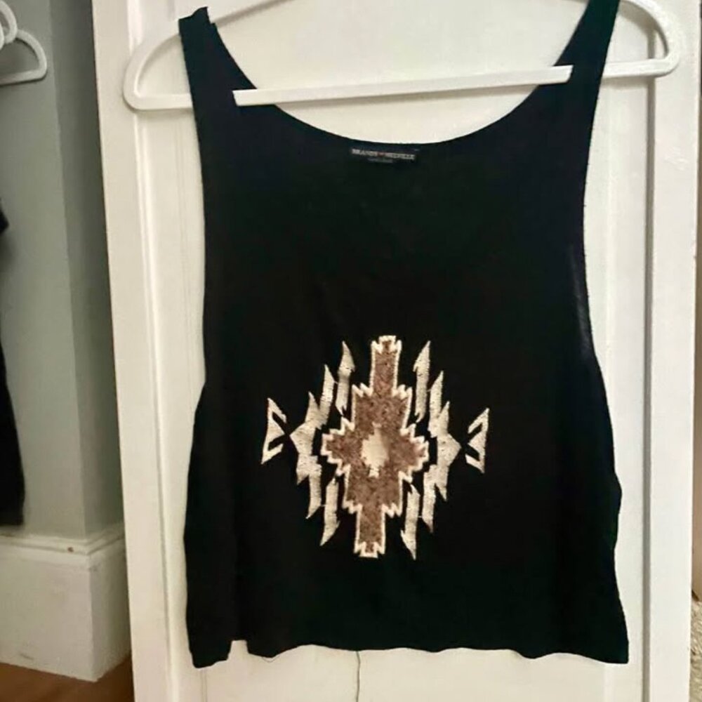 Black Brandy Melville Tank top with Embroidery